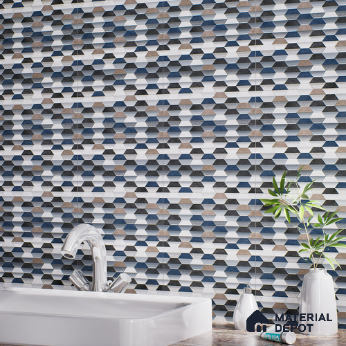 Hexagonal Wall & Floor Tile TL 07237 C Alpi 8001 GLM (Silver) 1 ft x 1 ft Ceramic Matte Finish - 9 mm  | 2 mm Spacer is Mandatory | Please Expect a Slight Variation of Pattern